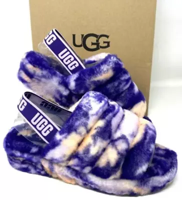 Buy Ugg Fluff Yeah Marble Slide Wool Slipper Sandal Violet Night Women Us 7 Eu 38 • 69.49£