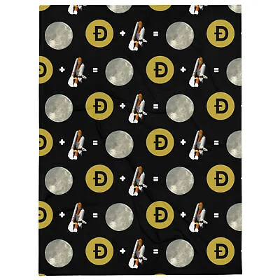 Buy Dogecoin Blanket Pattern Moon Rocket Doge Throw Blanket • 27.86£