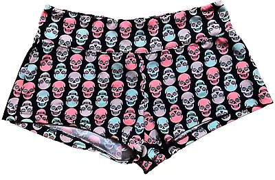 Buy No Boundaries Emo Goth Skull Skeleton Thin Pajama Sleep Booty Shorts Small 3/5 • 18.89£