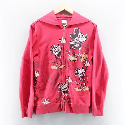 Buy Vintage Disney Store Womens Hoodie XS Red Mickey Print Full Zip Jacket Cotton* • 15.98£