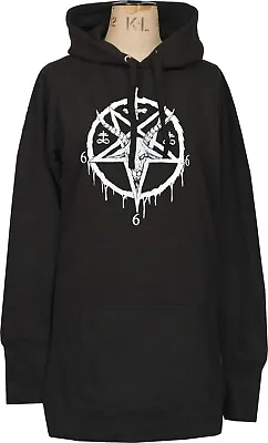 Buy Womens Gothic Hoodie Dress Pentagram Leviathan Cross Satanic 666 Bones • 34.50£