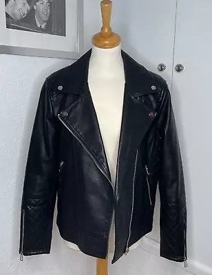 Buy NEXT 2023 Style Black Vegan Faux Leather Zip Biker Style Jacket Quilted Size 16 • 45£