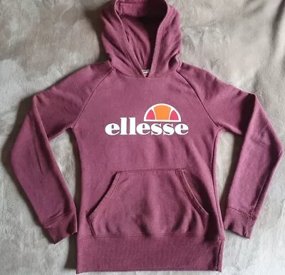 Buy Ellesse Large Logo Burgundy Hoodie / Sweatshirt Front Pouch Pockets Size 6 • 11.77£