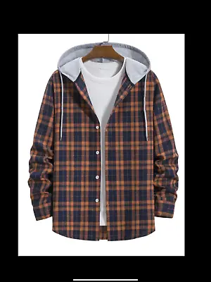 Buy AUS SELLER Men Flannel Plaid Hoodie Shirt Jacket Casual Long Sleeve XL SIZE • 31.33£