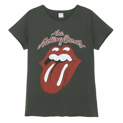 Buy Amplified The Rolling Stones Vintage Tongue - Womens Charcoal T-Shirt • 19.95£