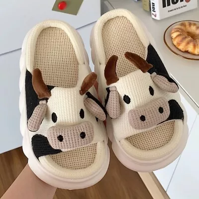 Buy Cow Slippers Soft Suitable For Ladies Four Seasons Girls Cool • 15.20£