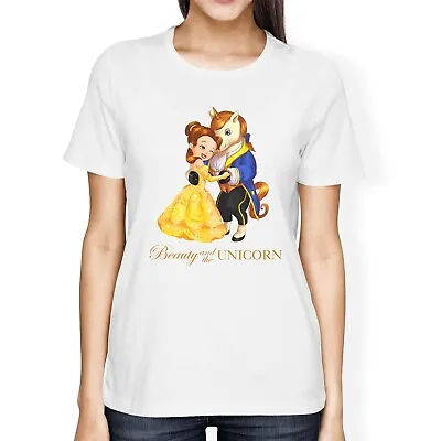 Buy 1Tee Womens Loose Fit Beauty And The Unicorn T-Shirt • 7.99£