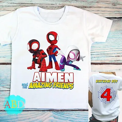 Buy Personalised Spidey And Friends Kids Birthday T-shirt  • 14.99£