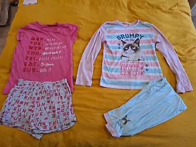 Buy 2 X Girls Pyjamas,  Weekdays And Grumpy Cat, Age 10-11 Years, VGC SPFH • 3£