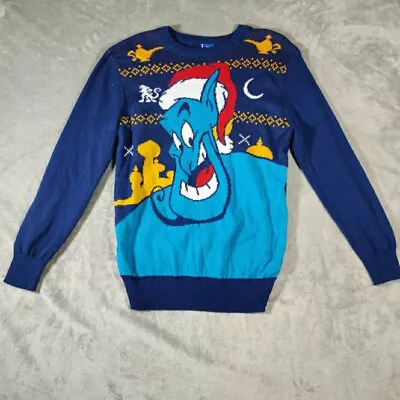 Buy Disney Sweater Mens Large Aladdin Genie Navy Ugly Christmas Holiday Casual • 18.94£