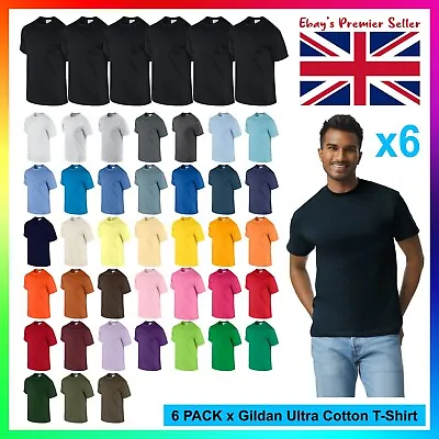 Buy 6 PACK * Gildan Ultra Cotton T-Shirt * Mens Plain Tee, Standard Heavy Blank GD02 • 29.99£