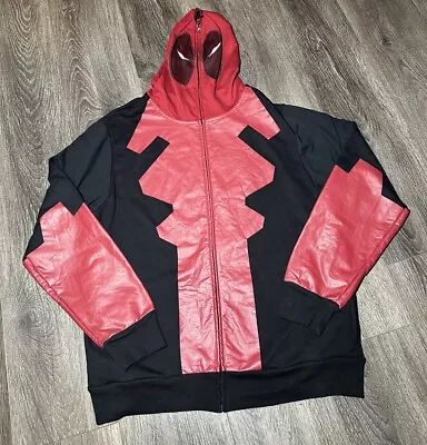 Buy Deadpool Marvel Full Zip Hooded Jacket Mask Red Hoody Cosplay; Adult Size Large • 21.23£