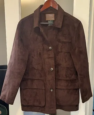 Buy Ralph Lauren Vintage Brown Faux Suede Button Jacket Women’s Small Yellowstone • 37.59£