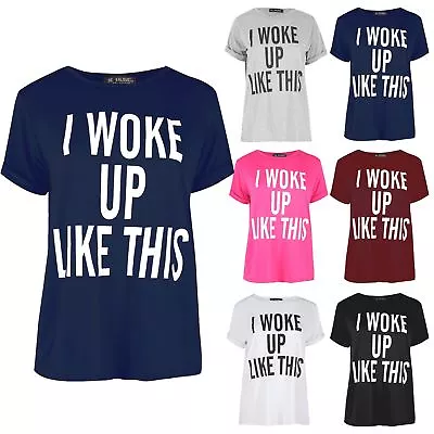 Buy Womens Ladies Turn Up Sleeves I Woke Up Like This Urban Hipster Tee Shirt Top • 5.12£