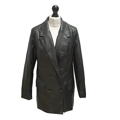 Buy Missguided Jacket Faux Leather Black Button Up Uk Women's 12 Eu 40 E683 • 39.99£