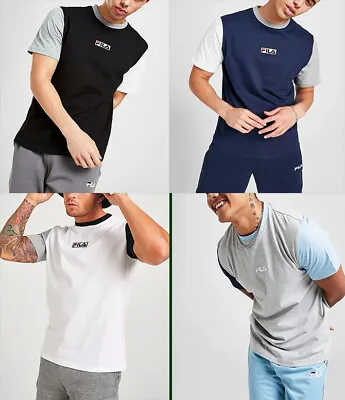 Buy Fila Men Crew Neck Logo Ringer Cotton Jersey Colourblock T Shirt Top Tee Tshirt • 11.99£