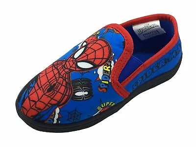 Buy Boys Spiderman Slippers Marvel Slip On Kids Size 8-2 Royal Blue Official • 9.99£