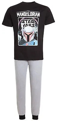 Buy Mens Mandalorian Pyjamas Boba Fett Pjs Teens T-Shirt + Loungepants Star Wars Set • 16.95£