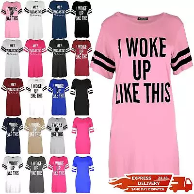 Buy Womens Baggy Dress Top Ladies Cap Sleeve  I Woke Up Like This  Jersey T Shirt • 4.45£