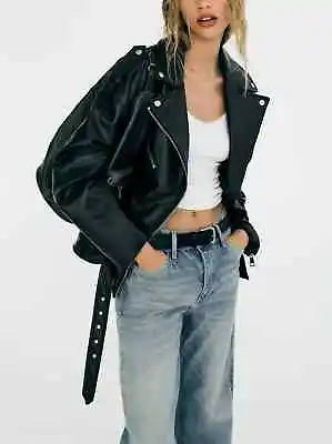 Buy Women's Black Leather Jacket, Luxury Black Faux Leather Jacket Women's • 160.07£