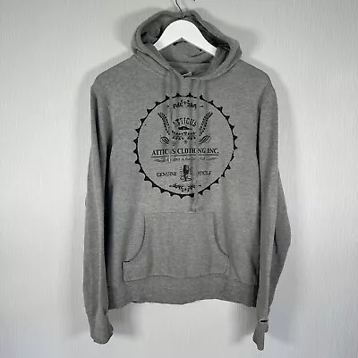 Buy Atticus Y2K 2000s Grey Logo Hoodie Pullover Cotton Sweatshirt Men's Medium • 22.99£