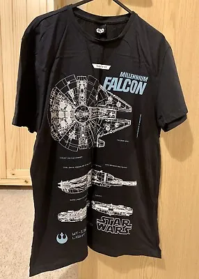 Buy Men’s Star Wars Millennium Falcon Black T-shirt Size M • 2£