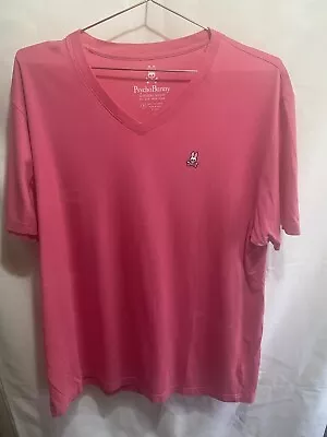Buy Psycho Bunny Pink V-Neck Short Sleeve T-Shirt Size Uk Large • 14.99£