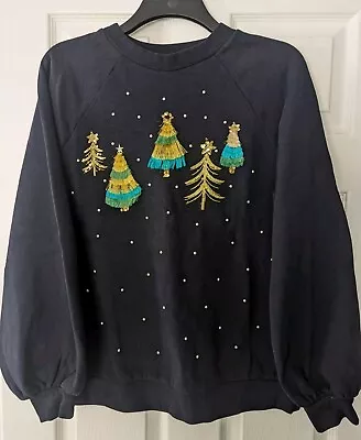 Buy Ladies Next Gorgeous Navy Christmas Long Sleeve Sweatshirt Size L  16/18 ❤️ • 4.99£