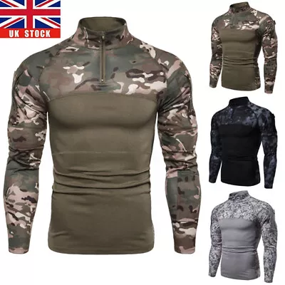 Buy Men Camouflage Military Tactical T Shirt Long-Sleeve Army Combat Blouse T-Shirts • 17.19£