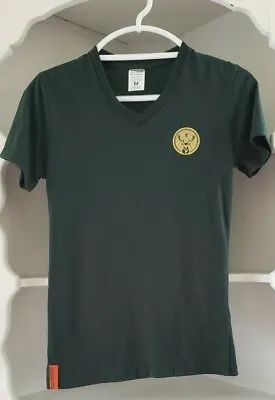 Buy Jagermeister T-Shirt Womens Size Medium M Dark Green Logos Short Sleeve V-Neck  • 13.50£