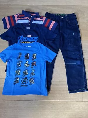 Buy 4 Piece Boys Clothes Bundle Matalan Jeans Gap Avengers T-Shirts + Polo 7+ Years • 3.75£