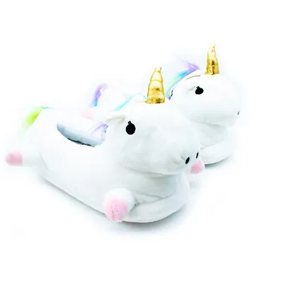 Buy White Light Up Unicorn Slippers LED Lovely Soft Plush Fluffy Indoor Girls Shoes • 12.99£