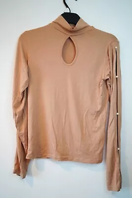 Buy Select Pearl Long Sleeve T-shirt Top In Tan Brown Size S • 8.95£