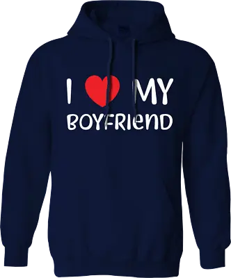 Buy I Love My Boyfriend Hoodie Heart Love Valentines Day Party Joke Novelty Gifts • 16.99£