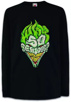 Buy WHY SO SERIOUS Kids Long Sleeve T-Shirt Batman Gotham TV Dark Wayne Knight Joker • 18.99£