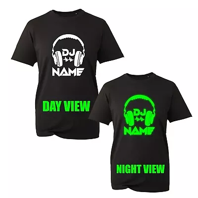 Buy Personalised DJ Name Glow In The Dark T-Shirt, Headphones Music Funny Unisex Top • 8.99£