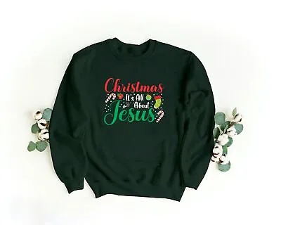 Buy Christmas Is All About JESUS Faith Religion Festive Top XMAS Novelty Jumper 2022 • 15.75£