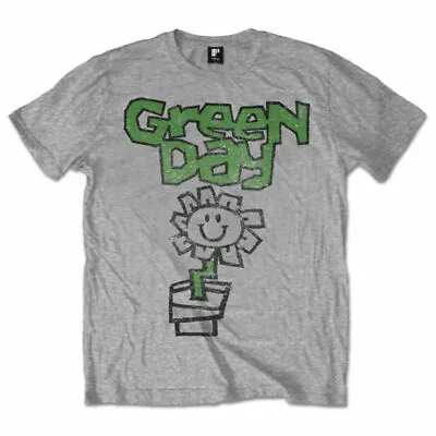 Buy Official Green Day Flower Pot Mens Grey T Shirt Green Day Tee • 15.95£