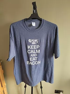 Buy Keep Calm And Eat Bacon T-Shirt Funny BBQ Grilling Food Tee Size XL VGC FREE P&P • 15£