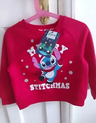 Buy Disney Stitch Red Girls 1.5-2 Years Christmas Jumper • 8£