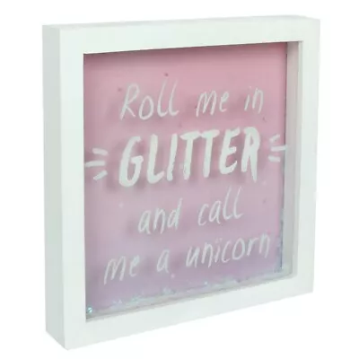 Buy 3D Unicorn Wall Plaque Sign 3D Glitter Box Unicorn Hanging Wall Sign Picture  • 12.99£