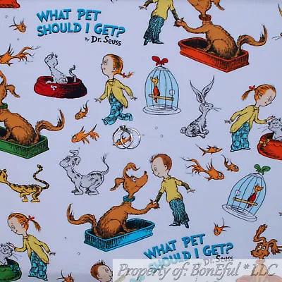Buy BonEful FABRIC FQ Cotton Quilt Kid Animal Book Dr Seuss What Pet Should I Get US • 5.68£