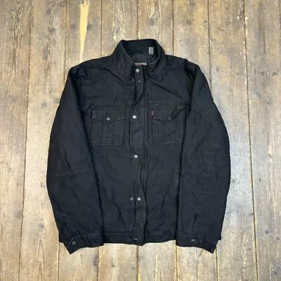 Buy Levis Denim Jacket Check Quilt Lined  Full Zip Vintage Coat, Black, Mens Large • 35£