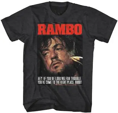 Buy Rambo First Blood If You're Looking For Trouble Men's T Shirt 80's Movie Merch • 38.47£