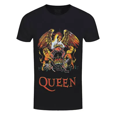Buy Queen T-Shirt Classic Crest Rock Band Official Black New • 14.95£