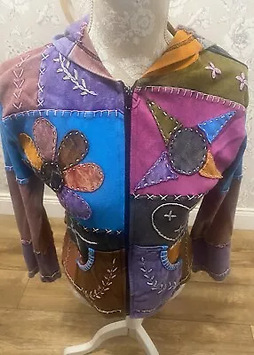 Buy Hippie Patchwork Vintage Hoodie Jacket S/M Gringo Boho Festival Pixie Alt Fairy • 22£
