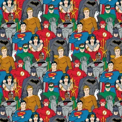 Buy 100% Cotton Fabric Justice League DC Comics Heroes Batman Superman Flash • 13£