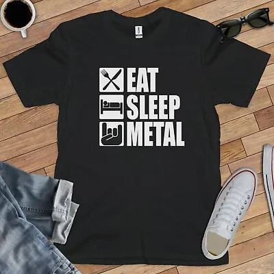 Buy EAT SLEEP METAL T-SHIRT (heavy Metallica Sabbath Death Rock Gig Guitar Festival) • 15.79£