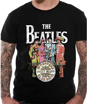 Buy The Beatles Sgt. Pepper T Shirt OFFICIAL Logo Lonely Hearts Black New SMLXLXXL • 13.99£