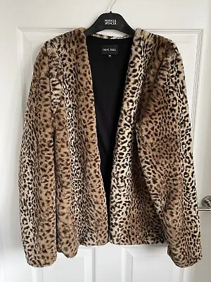 Buy Ladies Brown Mix NEXT Faux Fur Animal Print Open Lined Jacket - Size 20 TALL • 28£